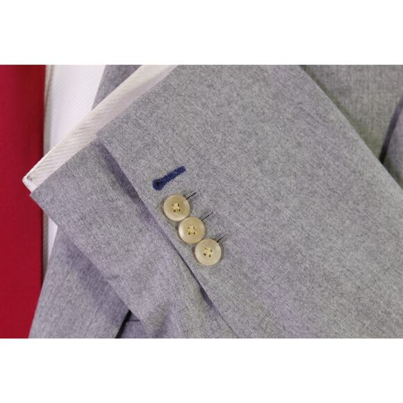 Andrew Lock Bespoke Tailored Gray Fleece 120s Wool 2-Btn Suit 46L - Picture 6 of 12
